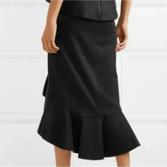 Alice + Olivia Black Alessandra Ruffled Peplum Hi-Low Skirt SIZE 2 - Picture 10 of 14